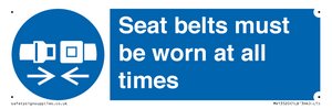 Seat belts must be worn at all times